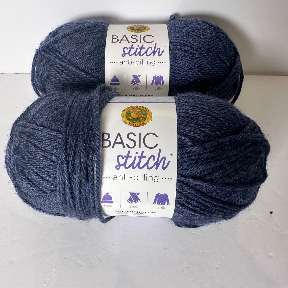Lion Brand Yarns Basic stitch 3.5 ounce anti-pilling Deep Denim Heather 406N